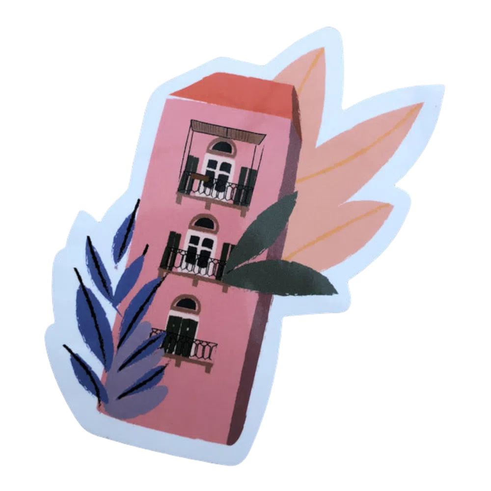 Vinyl Sticker Lebanese pink house