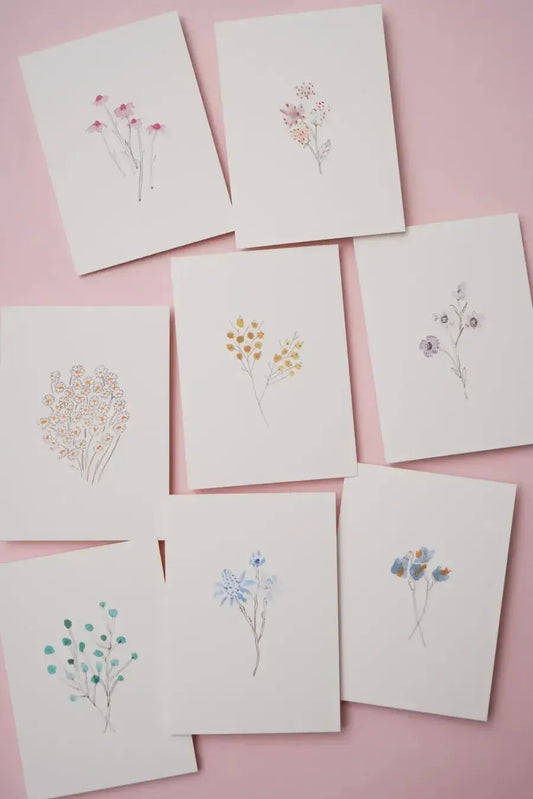 Wild Flower set o 8 Greeting cards