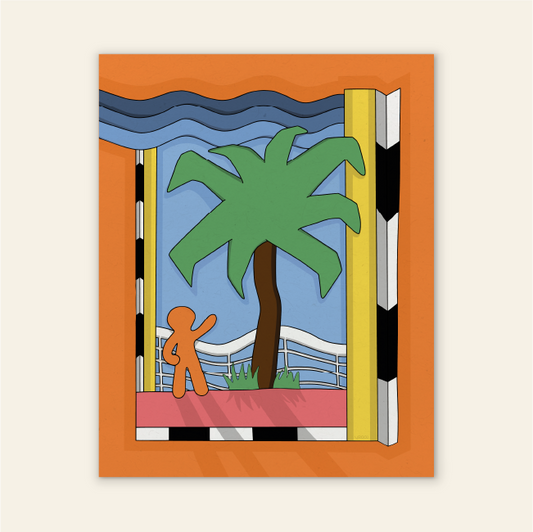 مطبوعة فنية جميلة بعنوان طريق الشاطئ