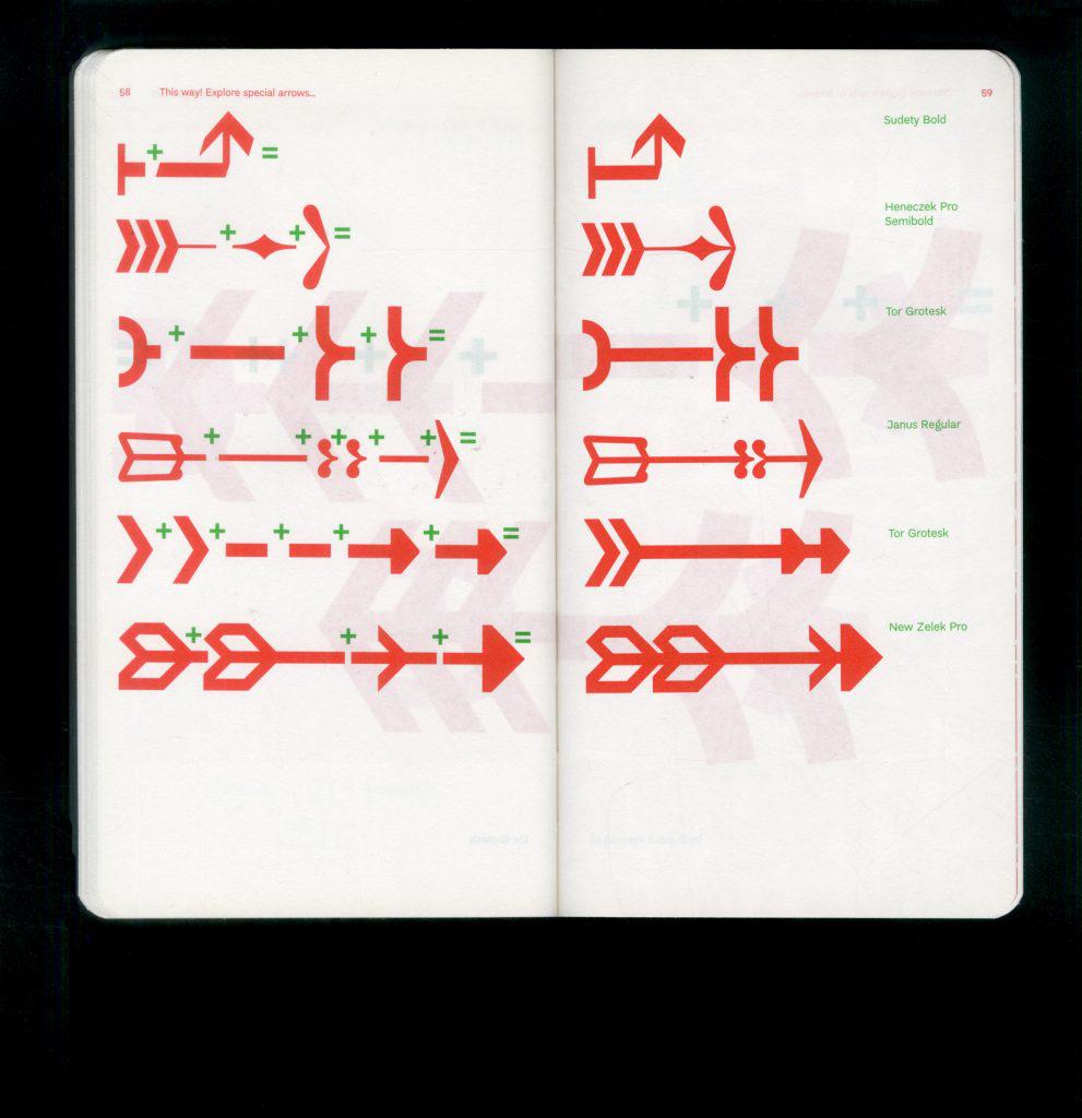 This Way! Explore special arrows in all our fonts” [Type specimen]