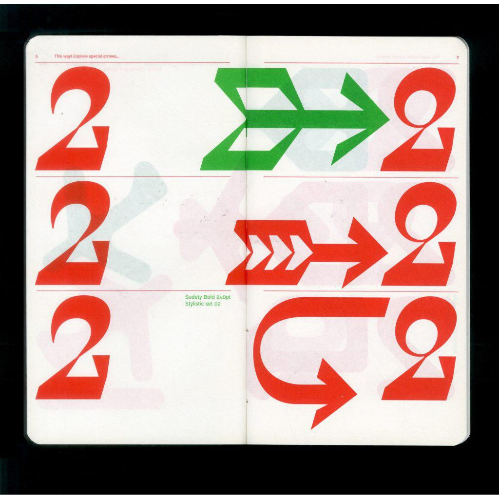 This Way! Explore special arrows in all our fonts” [Type specimen]
