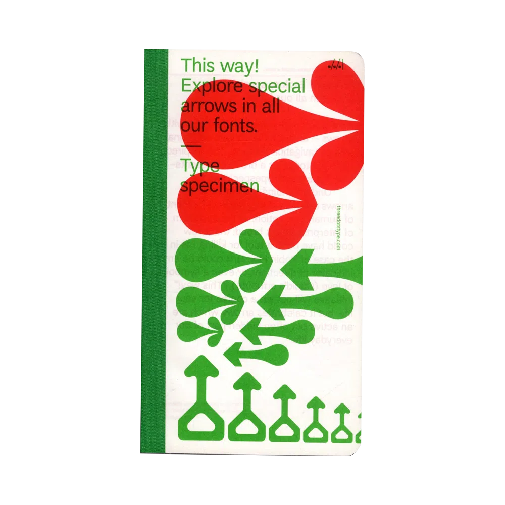 This Way! Explore special arrows in all our fonts” [Type specimen]