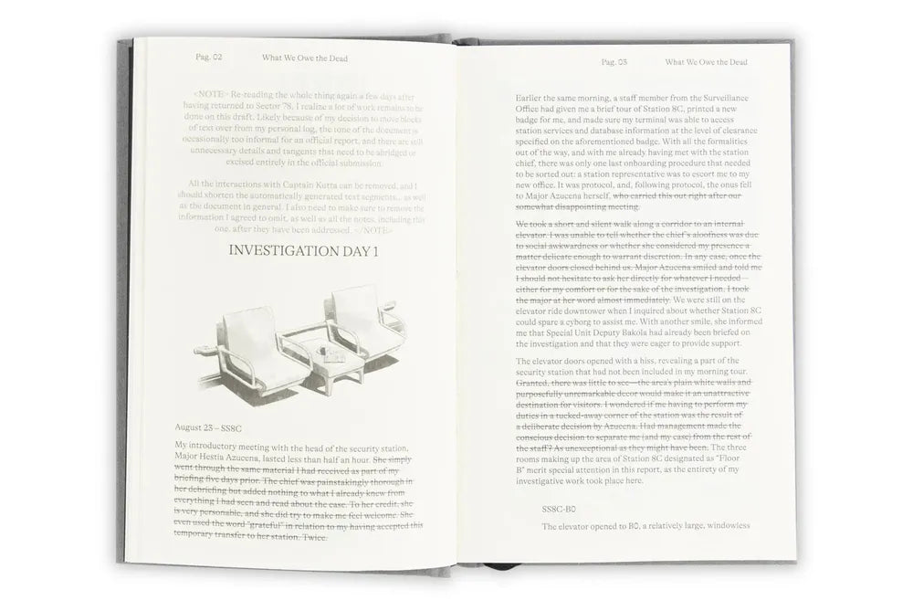 What We Owe the Dead: An experimental detective novel set in a dystopian society